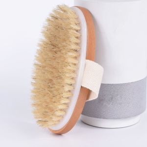 Brosses pour le corps sans manche Brosse de bain Peau sèche Soies naturelles douces SPA La douche en bois kk0072HY