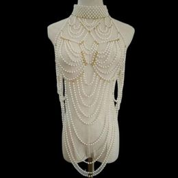 Chaîne de corps bijoux Sexy Bikinis taille chaîne perle corps chaîne soutien-gorge corps chaînes pour femmes perle taille hain 240104