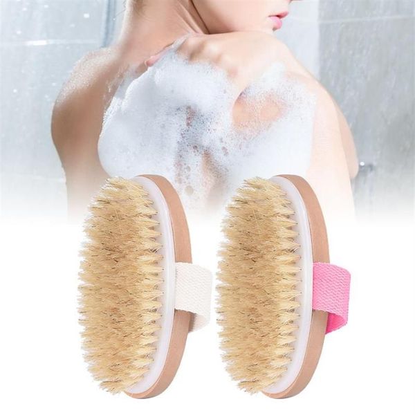 Brosse sèche pour le corps, poils de sanglier naturels, brosse organique pour peau sèche, brosse de douche en bambou pour dos humide, exfoliante, bain 2618