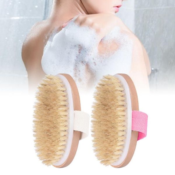 Corps sec sèche Bristle Bristle Organic Dry Skin Bross Brush Bamboo Balle de douche à dos humide