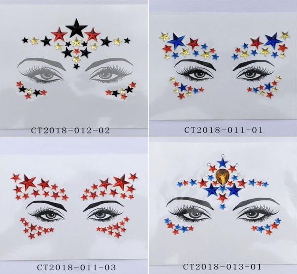 Corps Visage Art Flash Front Gems Autocollants De Tatouage Femmes Bal Utilisation Facile DIY Adhésif Oeil Cristal Temporaire Décor Bijou Pâte 10cpss6029296