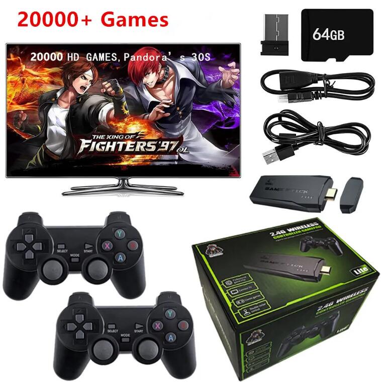 M8 TV -videospelkonsol 2.4G Double Wireless Controller Game Stick 4K 128G 40000 SPEL 64G 20000 SPEL 32GB 10000 SPEL RETRO SPEL FÖR PS1/GBA BOY JUL GRÖD