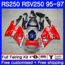 Cuerpo para Aprilia RS-250 RSV250 RS250 1995 1996 1997 bodwork 319HM.2 RSV250RR RS250R 95-97 rojo plateado caliente RSV 250 RR RS 250 95 96 97 Carenado