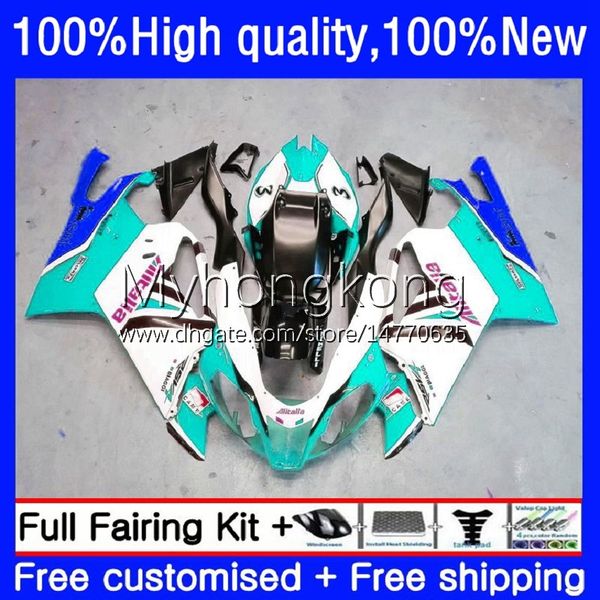 Corps Pour Aprilia RSV 1000 R 1000R RSV1000R RV60 Mille Cyan blanc 03-06 Carrosserie 9No.143 RSV1000RR RSV1000 03 04 2005 2006 RSV-1000 R RR 2003 2004 05 06 Kit de carénages OEM