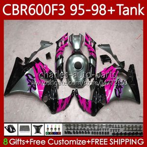 Corps pour HONDA CBR-600 CBR 600 CBR600 F3 Rose gris FS CC 600F3 97 98 95 96 64No.264 600FS CBR600F3 600CC 1995-1998 Carrosserie CBR600FS 1997 1998 1995 1996 Carénages OEM