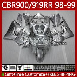 Carrosserie voor Honda Silvery Flames CBR919 CBR 900 919 RR CC 98-99 jaar Lichaam 127NO.23 CBR 919RR 900RR 919CC CBR900 RR CBR919RR 98 99 900CC CBR900RR 1998 1999 Valingskit