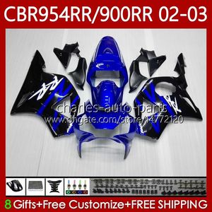 Bodywork Kit For HONDA CBR900 CBR954 RR CBR 954 900 RR CC 2002-2003 Body 61No.6 CBR954RR CBR 900RR 954RR 900CC 02 03 CBR900RR CBR954-RR 2002 2003 Fairings blue black blk