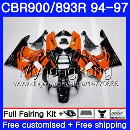 Cuerpo para HONDA CBR893 RR CBR900RR CBR893RR 94 95 96 97 260HM.20 CBR 893 CBR900 RR CBR 893RR Top naranja claro 1994 1995 1996 1997 Kit de carenado