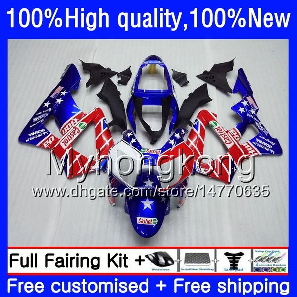 Corps Pour HONDA CBR900 RR CBR 929RR 900CC 929CC 900 929 RR CC 900RR 50HM.22 CBR900RR CBR929RR 00 01 CBR929 Rouge bleu nouveau RR 2000 2001 Carénages