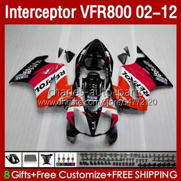 Cuerpo para HONDA Interceptor VFR 800RR 800 VFR800 RR CC VFR800RR Repsol Red 02 2002 2003 2004 2005 2006 2007 129No.109 800CC 02-12 Carrocería VFR-800 08 09 10 11 12 Carenado