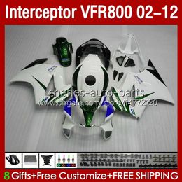 Lichaam voor Honda Interceptor VFR 800RR 800 VFR800 RR CC VFR800RR White Green 02 2002 2003 2004 2005 2006 2007 129 NO.111 800CC 02-12 Carrosserie VFR-800 08 09 10 11 12 Kuip