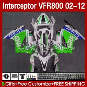 Corps pour HONDA Interceptor VFR 800RR 800 VFR800 Blanc vert RR CC VFR800RR 02 2002 2003 2004 2005 2006 2007 129No.126 800CC 02-12 Carrosserie VFR-800 08 09 10 11 12 Carénage