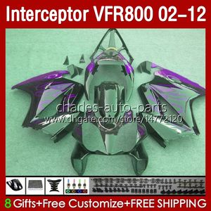Cuerpo para Honda Interceptor VFR Purple Flames 800RR 800 VFR800 RR CC VFR800RR 02 2002 2003 2004 2005 2006 2007 129NO.115 800cc 02-12 Carrocería VFR-800 08 09 10 11 12 Carreyo