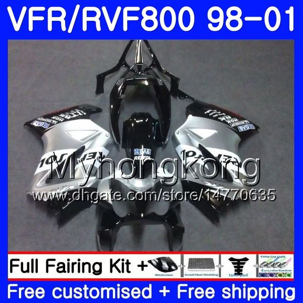 Corps Pour HONDA Interceptor VFR800R VFR800 1998 1999 2000 2001 259HM.43 VFR 800RR VFR 800 RR Repsol argent VFR800RR 98 99 00 01 Kit de carénage