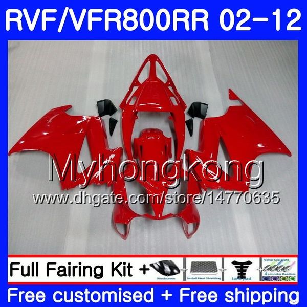 Cuerpo para HONDA Interceptor VFR800RR 02 03 04 05 06 07 258HM.24 VFR 800R 800RR VFR800 RR TODO Rojo brillante 2002 2003 2004 2005 2006 2007 Carenado