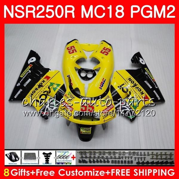 Corps Pour HONDA NSR 250 R Jaune clair MC18 PGM2 NSR 250R NS250 NSR250R 88 89 78HM.11 MC16 NSR250 R RR NSR250RR 1988 1989 88 89 Kit de carénage