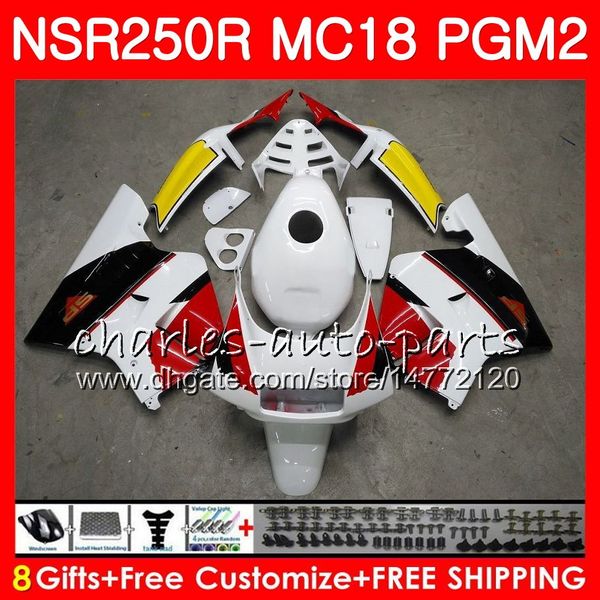 Corps Pour HONDA NSR 250 R MC18 PGM2 NSR 250R NS250 NSR250R 88 89 blanc brillant 78HM.2 MC16 NSR250 R RR NSR250RR 1988 1989 88 89 Kit de carénages