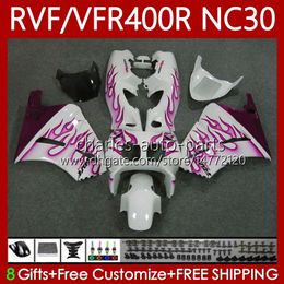 Cuerpo para HONDA RVF VFR 400 RVF400 R 400RR VFR 400R 89-93 79No.151 VFR400 Pink Flames R RVF400R NC30 V4 1989 1990 1991 1992 1993 VFR400RR VFR400R 89 90 91 92 93 Feria kit de limpieza