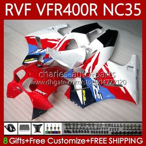 Corps pour HONDA RVF VFR 400 RVF400 R 400RR VFR 400R 94-98 80No.190 VFR400 R RVF400R NC35 V4 1994 1995 1996 1997 1998 Kit de carénage rouge noir blanc VFR400RR VFR400R 94 95 96 97 98