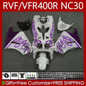 Corps Pour HONDA RVF VFR 400 RVF400 R 400RR VFR 400R 89-93 79No.150 Violet Flammes VFR400 R RVF400R NC30 V4 1989 1990 1991 1992 1993 VFR400RR VFR400R 89 90 91 92 93 Juste Kit de fabrication