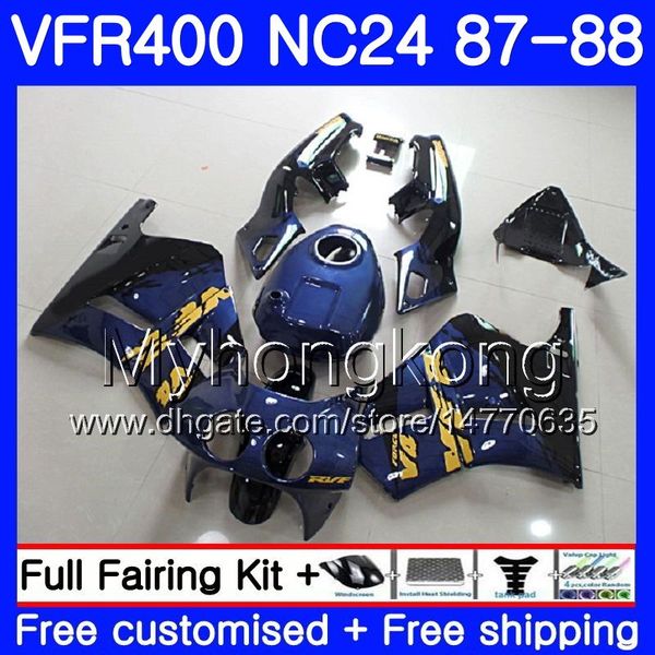 Corps Pour HONDA RVF400R VFR400 R NC24 V4 RVF400RR VFR400R 87 88 267HM.9 RVF VFR 400 R VFR400RR VFR 400R Lumière bleu foncé 1987 1988 Kit de carénage