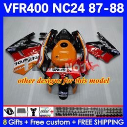 Body for Honda VFR400 R V4 VFR400RR RVF400R 150NO.197 RVF VFR 400 R RR 400R CC NC24 87 88 VFR400R 1987 1988 Fairing White Stock White