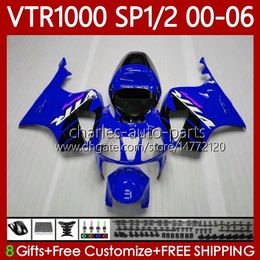 Bodys Kit voor Honda VTR1000 Factory Blue RTV1000 RC51 2000-2006 Carrosserie 123NO.7 SP1 SP2 VTR 1000 00 01 02 03 04 05 06 VTR-1000 2000 2001 2002 2003 2004 2005 2006 Kuip