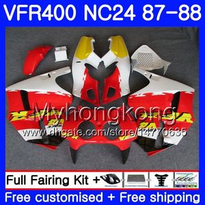 Lichaam voor Honda White Red Top RVF400R VFR400 R NC24 V4 RVF400RR VFR400R 87 88 267HM.21 RVF VFR 400 R VFR400RR VFR 400R 1987 1988 Fairing Kit