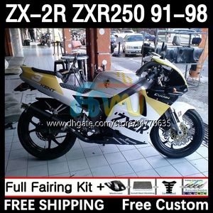 Corps Pour KAWASAKI NINJA ZX2R ZXR250 ZX 2R 2 R R250 ZXR 250 89-98 9DH.40 ZX-2R ZXR-250 91 92 93 94 95 96 97 98 ZX-R250 1991 1992 1993 1994 1995 199 6 1997 1998 Carénage noir blanc