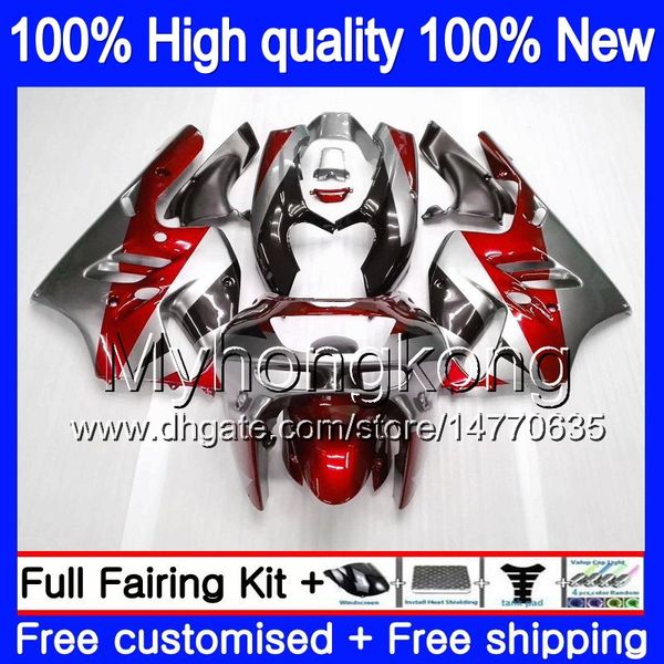 Corps pour KAWASAKI ZX900 900 CC 9 R 94 97 1994 1995 1996 1997 221MY.19 ZX 900 ZX 9R 900CC ZX-9R ZX9R 94 95 96 97 Carénages rouge argent