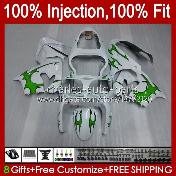 Carrosserie OEM pour KAWASAKI NINJA ZX900 ZX9 R 1998-1999 Kit carrosserie 17No.62 ZX 9R 9 R 900 CC ZX-9R 1998 1999 2000 2001 ZX-900 900CC ZX9R 98 99 00 01 Carénage d'injection flammes vertes