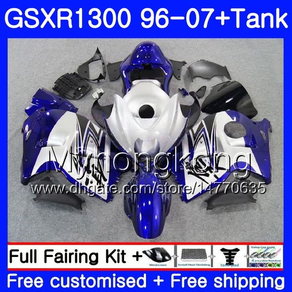 Cuerpo para SUZUKI GSX R1300 GSXR1300 96 02 03 04 05 06 07 333HM.39 GSXR Plata azul 1300 Hayabusa 1996 2002 2003 2004 2005 2006 2007 Carenado