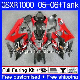 + Tank Voor SUZUKI GSXR 1000 1000CC GSX R1000 2005 2006 rood zwart hot Carrosserie 300HM. 38 GSX-R1000 GSXR-1000 1000 CC K5 GSXR1000 05 06 Kuip