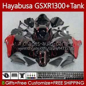 Cuerpo + tanque OEM para SUZUKI Hayabusa GSXR 1300CC GSXR-1300 1300 CC 1996 2007 74No.120 GSX-R1300 GSXR1300 96 97 98 99 00 01 GSX R1300 02 03 04 05 06 07 Kit de carenado llamas rojas