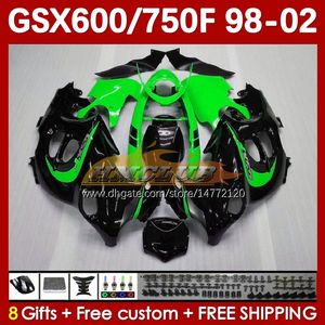 Body voor Suzuki GSXF750 GSXF600 Black Katana GSXF 600 750 CC 600cc 750cc 1998 1999 2000 2001 2002 169NO.99 GSX750F GSXF-600 GSXF-750 GSX600F 98 99 00 01 02 Fairing Green