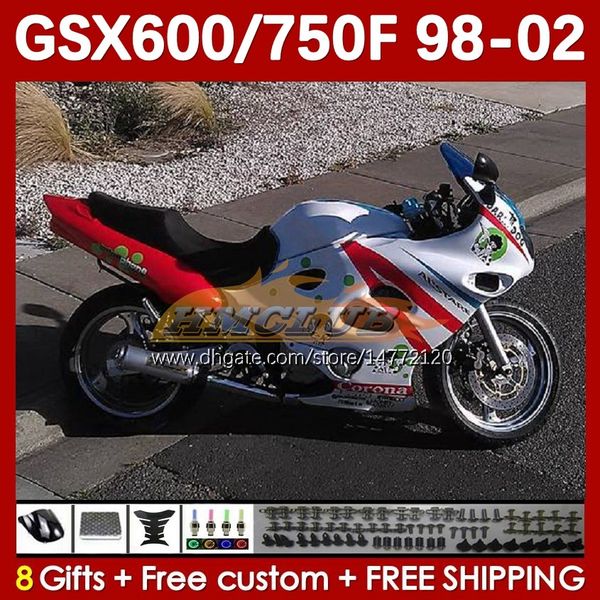 Cuerpo para Suzuki Katana GSX600F GSXF600 GSXF750 GSXF 600 750 CC 98 99 00 01 02 169NO.137 600CC 750CC GSX750F GSXF-600 GSXF-750 1998 1999 2000 2001 Caward White Red Red Red Red