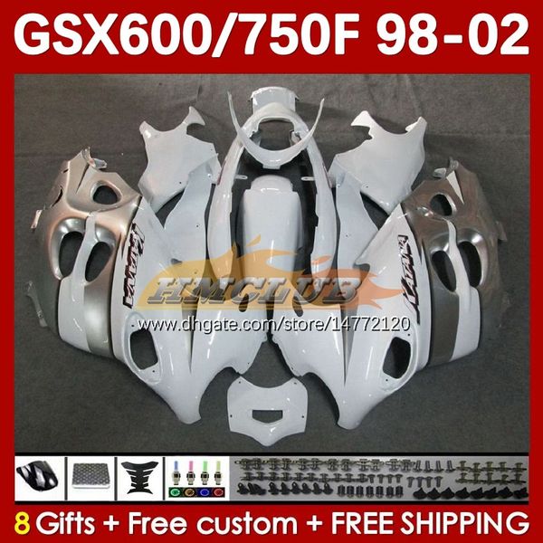 Corps pour Suzuki Katana GSX600F GSXF750 GSXF-750 GSXF 600 750 CC 169NO.35 GSX750F 600CC 750CC 98 99 00 01 02 GSXF600 GSXF-600 1998 1999 2000 2001 2002 White faire silveryveryvery