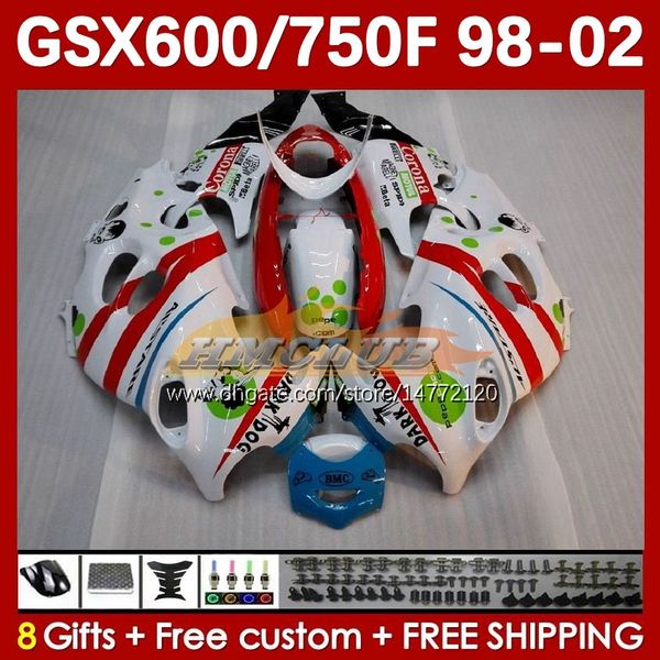 Cuerpo para SUZUKI KATANA GSX600F GSXF750 GSXF-750 GSXF 600 750 CC 169No.53 GSX750F 600CC 750CC 98 99 00 01 02 GSXF600 GSXF-600 1998 1999 2000 2001 2002 Carenado blanco brillante