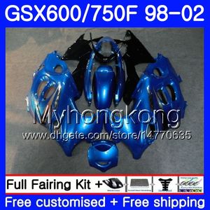 Lichaam voor Suzuki Katana GSXF 600 750 GSXF750 98 99 00 01 02 292HM.34 GSX 750F 600F GSXF600 voorraad Blauw Frame 1998 1999 2000 2001 2002 Kuip