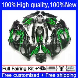 Corps pour Suzuki Katatana GSXF600 GSXF750 GSXF 600 750 CC 98-02 17NO.122 Vert Flammes GSX600F 600CC 750CC 1998 1999 2000 2002 GSX750F GSXF-600 98 99 00 01 02 Catériel OEM