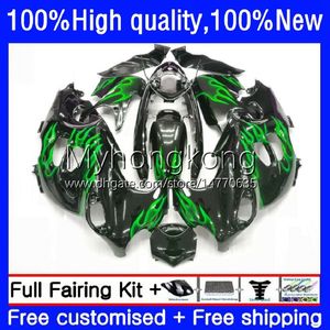 Lichaam voor Suzuki Katana GSXF600 GSXF750 GSXF 600 750 cc 98-02 17NO.122 Groene vlammen GSX600F 600CC 750CC 1998 1999 2000 2001 2002 GSX750F GSXF-600 98 99 00 01 02 OEM FACKING