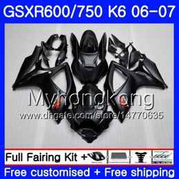 Corps pour SUZUKI noir mat complet GSXR 750 600 GSX R600 R750 GSXR750 06 07 296HM.16 GSX-R600 06 07 GSXR-750 K6 GSXR600 2006 2007 Kit de carénage