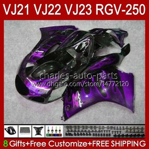 Corps Pour SUZUKI RGV-250 RGVT flammes violettes RGV 250CC 250 CC 1990 1991 1992 1993 94 95 96 20HC.164 RGV250 SAPC VJ22 RVG250 Panneau RGVT-250 90 91 92 93 1994 1995 1996 Juste ing