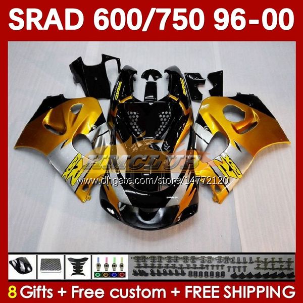 Kit de carrocería para SUZUKI SRAD GSXR 750 600 CC GSXR600 GSXR750 1996-2000 168No.2 GSX-R750 GSXR-600 1996 1997 1998 1999 2000 600CC 750CC 96 97 98 99 00 MOTO Carenado dorado brillante