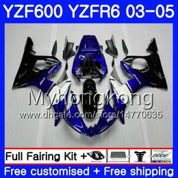 Lichaam voor Yamaha Blue Dark YZF600 YZF R6 Zwart Hot 03 04 05 YZFR6 03 Carrosserie 228HM.3 YZF 600 R 6 YZF-600 YZF-R6 2003 2004 2005 Valingskit
