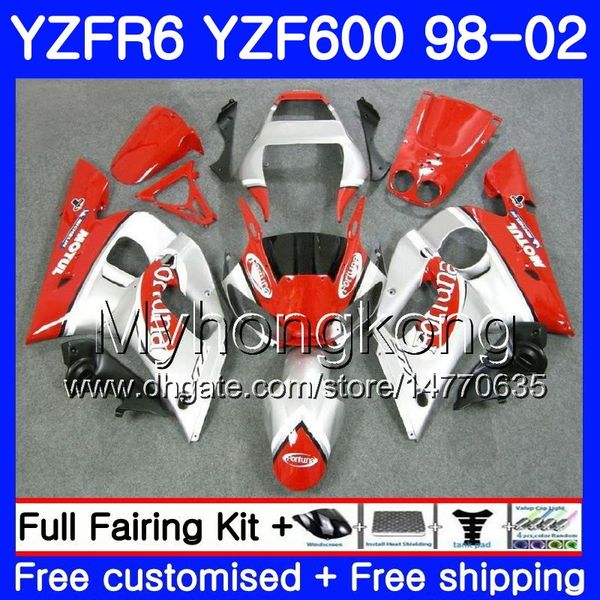 Corps pour YAMAHA Fortuna argent chaud YZF R6 98 YZF600 YZFR6 98 99 00 01 02 230HM.16 YZF 600 YZF-R600 YZF-R6 1998 1999 2000 2001 2002 Carénages