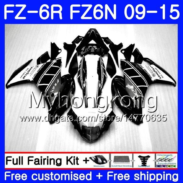 Corps pour YAMAHA FZ6N FZ-6R 2009 2010 2011 2012 2013 2014 2015 239HM.33 FZ 6R FZ6 R FZ 6N FZ6R 09 10 11 12 13 14 15 Carénages Noir blanc chaud