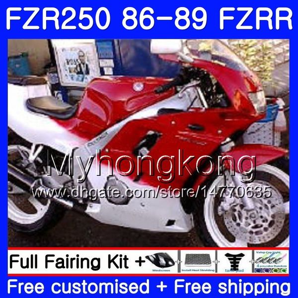 Cuerpo para YAMAHA FZRR FZR 250 FZR250 1986 1987 1988 1989 249HM.34 FZR250RR FZR-250 FZR 250R FZR250R blanco brillo rojo 86 87 88 89 Kit de carenado