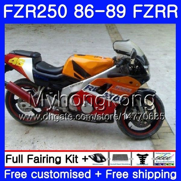 Corps Pour YAMAHA FZRR FZR 250R FZR250 FZR250R 86 87 88 89 249HM.4 FZR250RR FZR-250 FZR 250 Repsol orange top 1986 1987 1988 1989 Kit de carénages