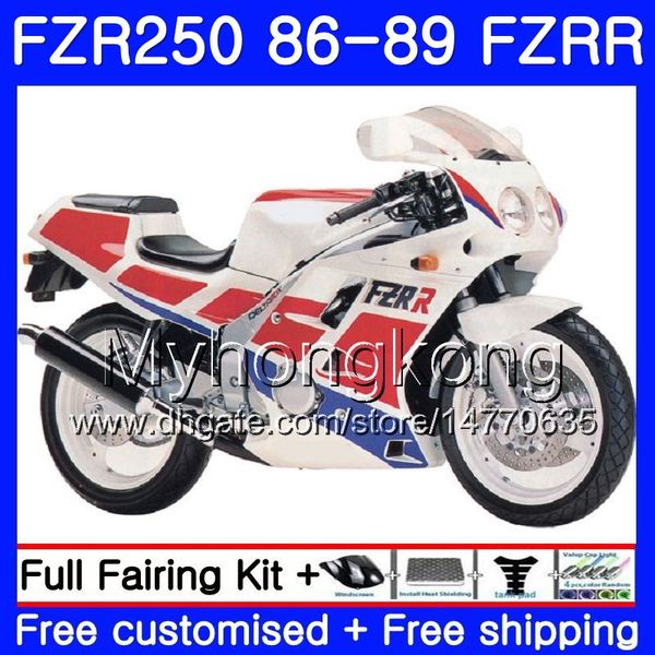 Corps pour YAMAHA FZRR FZR 250R FZR250 FZR250R 86 87 88 89 249HM.1 FZR250RR vente chaude blanc FZR-250 FZR 250 1986 1987 1988 1989 Kit de carénage